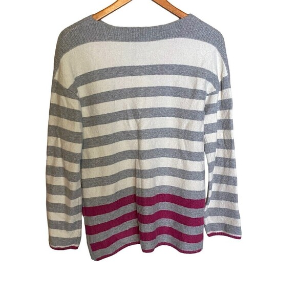 Joules Sweater Size 4 Rowena Boat Neck Jumper Grey Pink Striped Pull On NEW - Picture 2 of 8